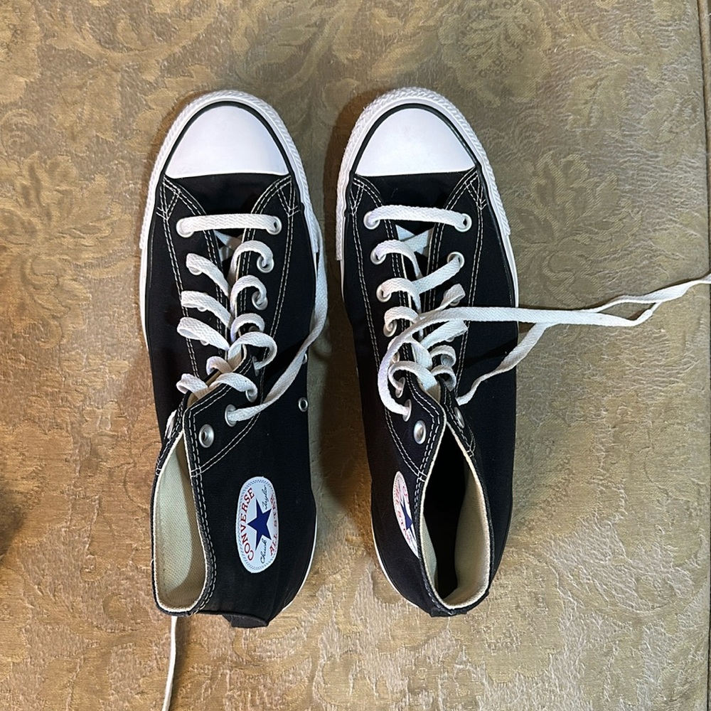 black and white high top converse